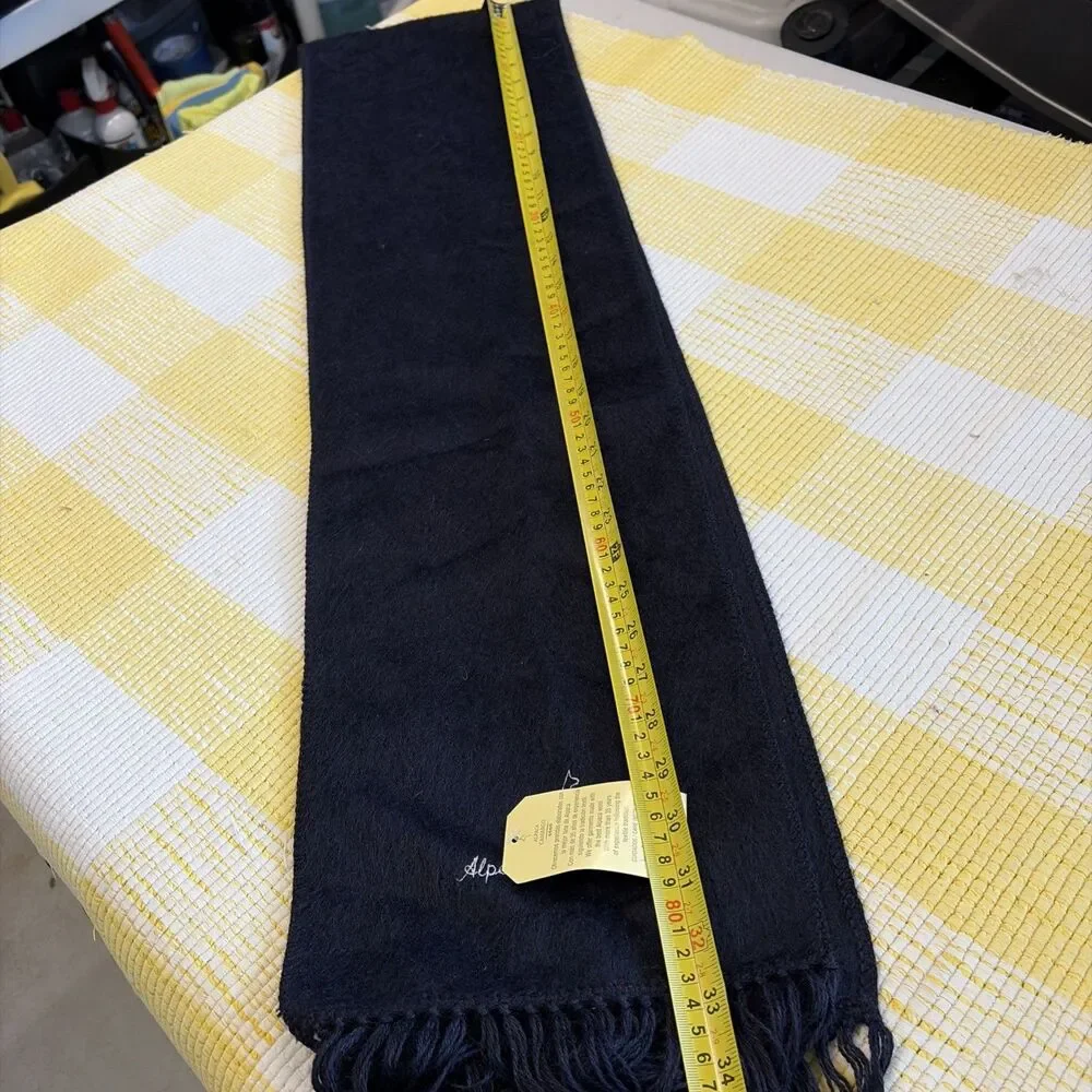 Alpaca Camargo 100% Alpaca 78” X 9”Fringe Blue Scarf Soft Made in Peru Old Money